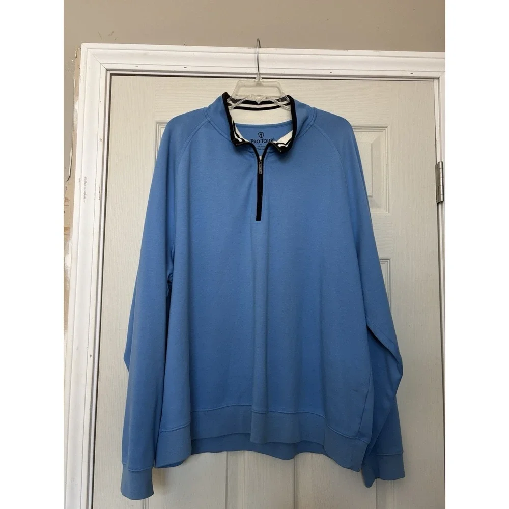 Pro Tour Jacket Men's XL Blue Black Golf Quarter Zip Athletic Pullover Sweater